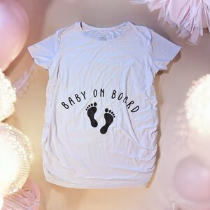 Baby On Board Maternity Top Size XXL Ruched Sides Lilac Colored